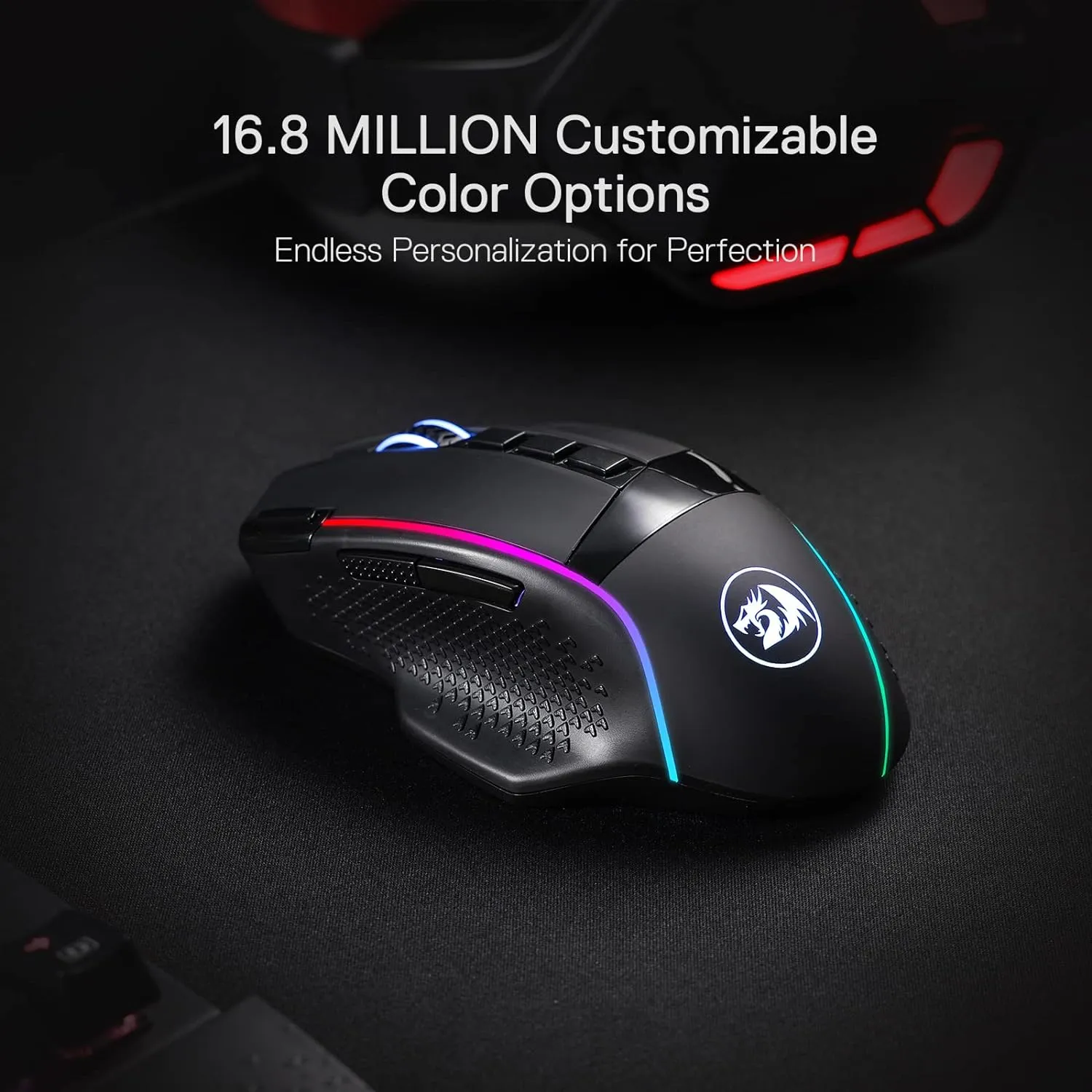 Redragon M991 Wireless Gaming Mouse, 26000 DPI 3-Mode Gamer Mice w/Rapid Fire Key, 9 Macro Buttons, Powerful Capacity and RGB Backlight for PC/Mac/Laptop, Black