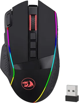 Redragon M991 Wireless Gaming Mouse, 26000 DPI 3-Mode Gamer Mice w/Rapid Fire Key, 9 Macro Buttons, Powerful Capacity and RGB Backlight for PC/Mac/Laptop, Black