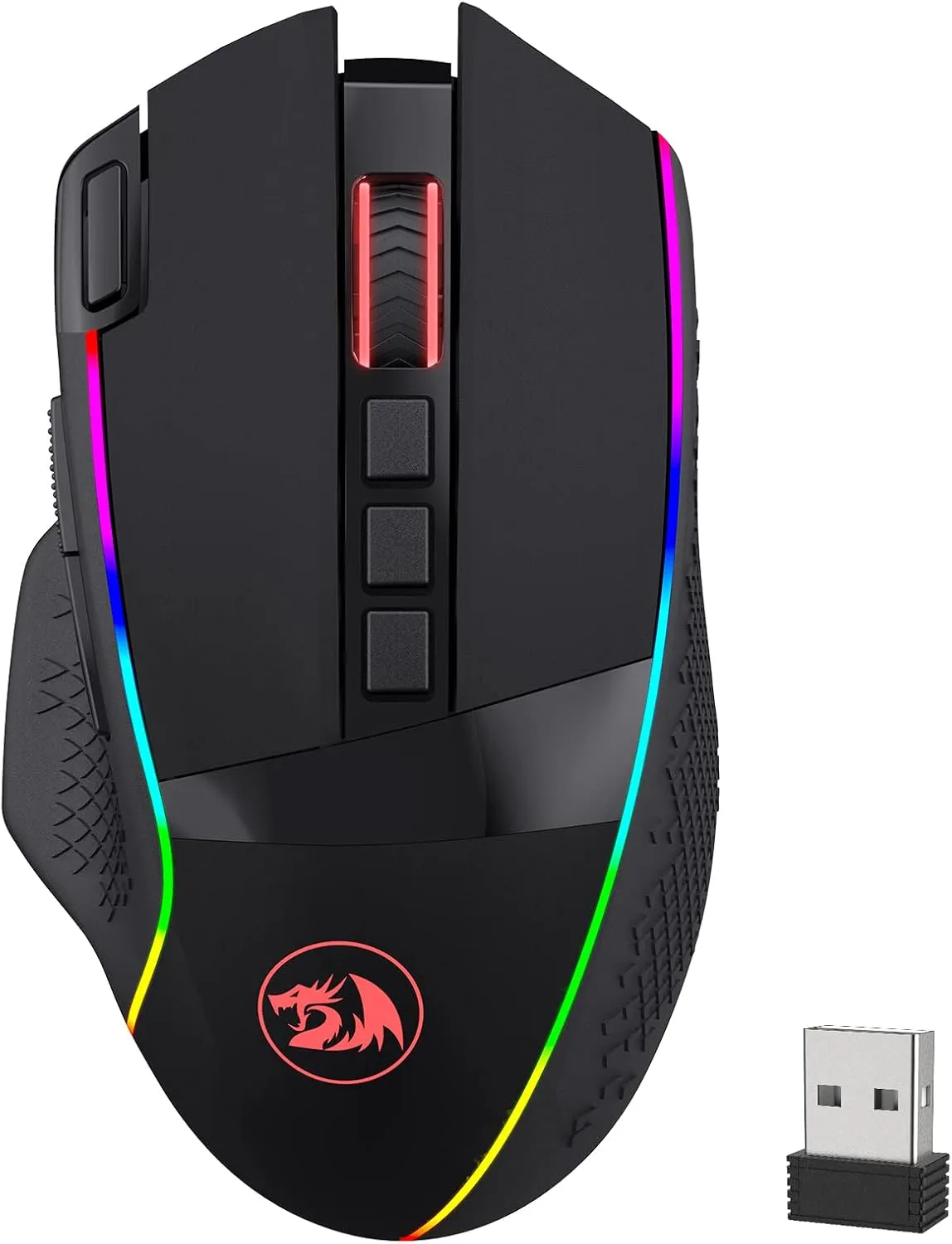 Redragon M991 Wireless Gaming Mouse, 26000 DPI 3-Mode Gamer Mice w/Rapid Fire Key, 9 Macro Buttons, Powerful Capacity and RGB Backlight for PC/Mac/Laptop, Black
