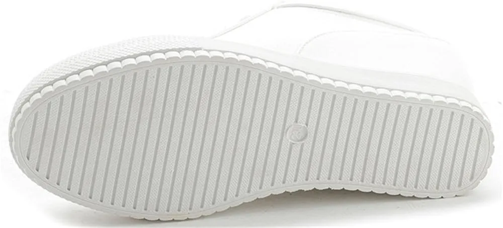 SATUKI Hidden Heel Fashion Sneakers for Women,Casual Wedges Platform Pleather Lace Up Sports Shoes