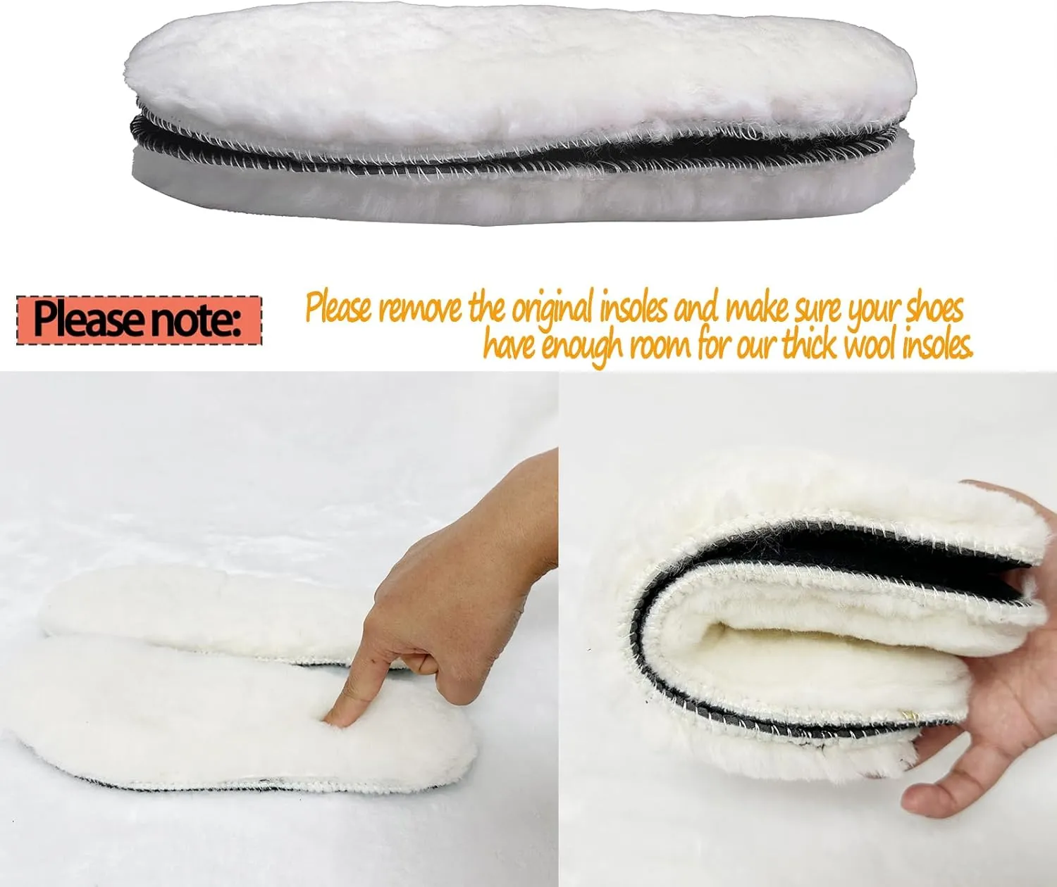Sheepskin Insoles Flat Feet Orthopedic Arch Support Inserts for Plantar Fasciitis Swollen Feet Pain Relief Neuropathy White Women 8