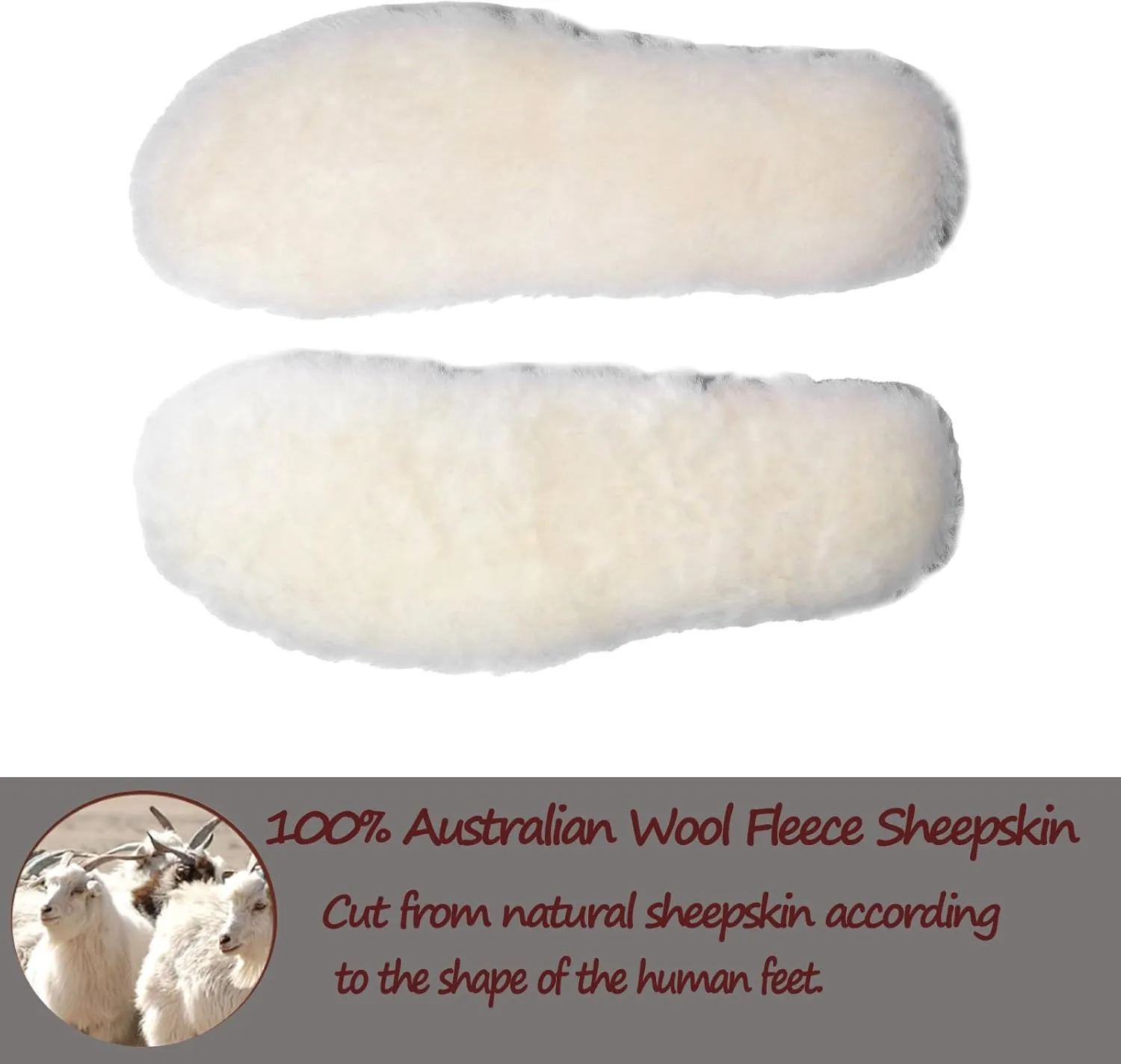 Sheepskin Insoles Flat Feet Orthopedic Arch Support Inserts for Plantar Fasciitis Swollen Feet Pain Relief Neuropathy White Women 8