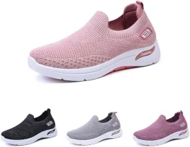 Slip Ins Womens Orthopedic SneakersBreathable Lightweight with Arch Support Slip on Walking Shoes Women's Soft Knitted Fabric Mesh Casual Non Slip Low Top Tennis Shoes 