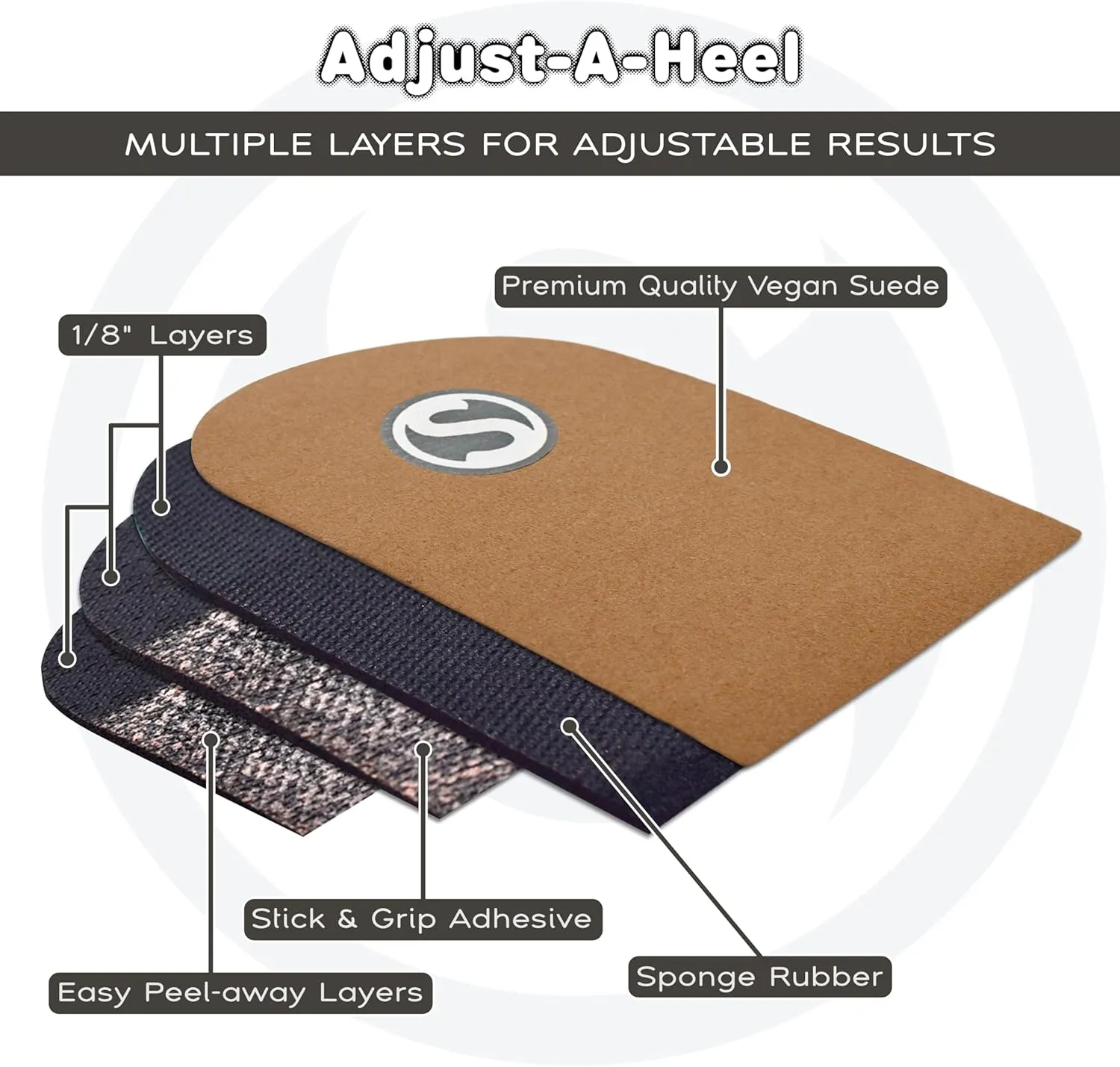 SoleAid Adjust-A-Heel | 3-Layer Adjustable Orthopedic Heel Lift for Heel Pain, Leg Length Discrepancies, Increase Height | Small (Men 3-7 / Women 5-10)