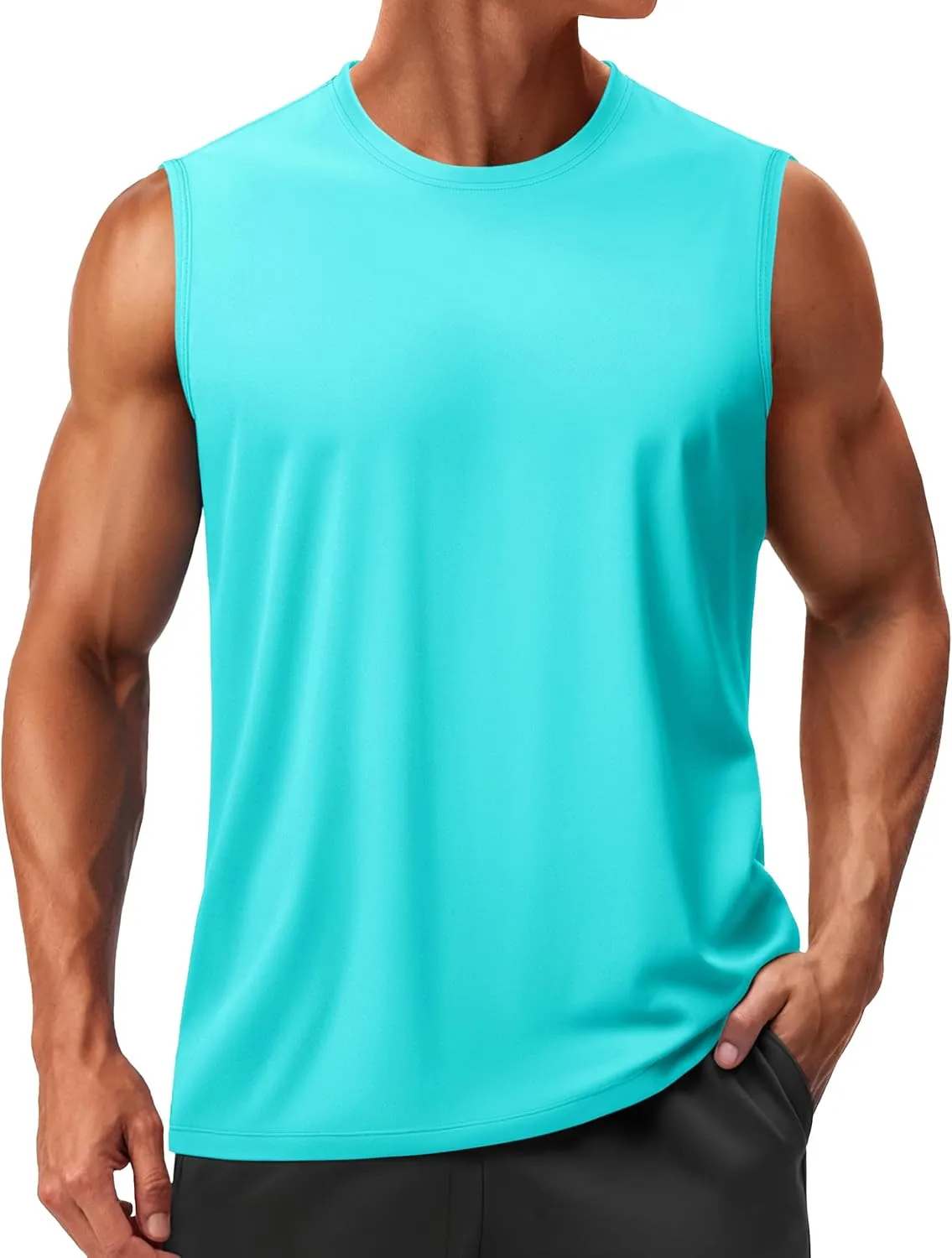 TACVASEN Men's Sleeveless Shirts Quick Dry Tank Tops for Men Sun Protection UPF 50  Athletic Gym Workout Muscle Shirts