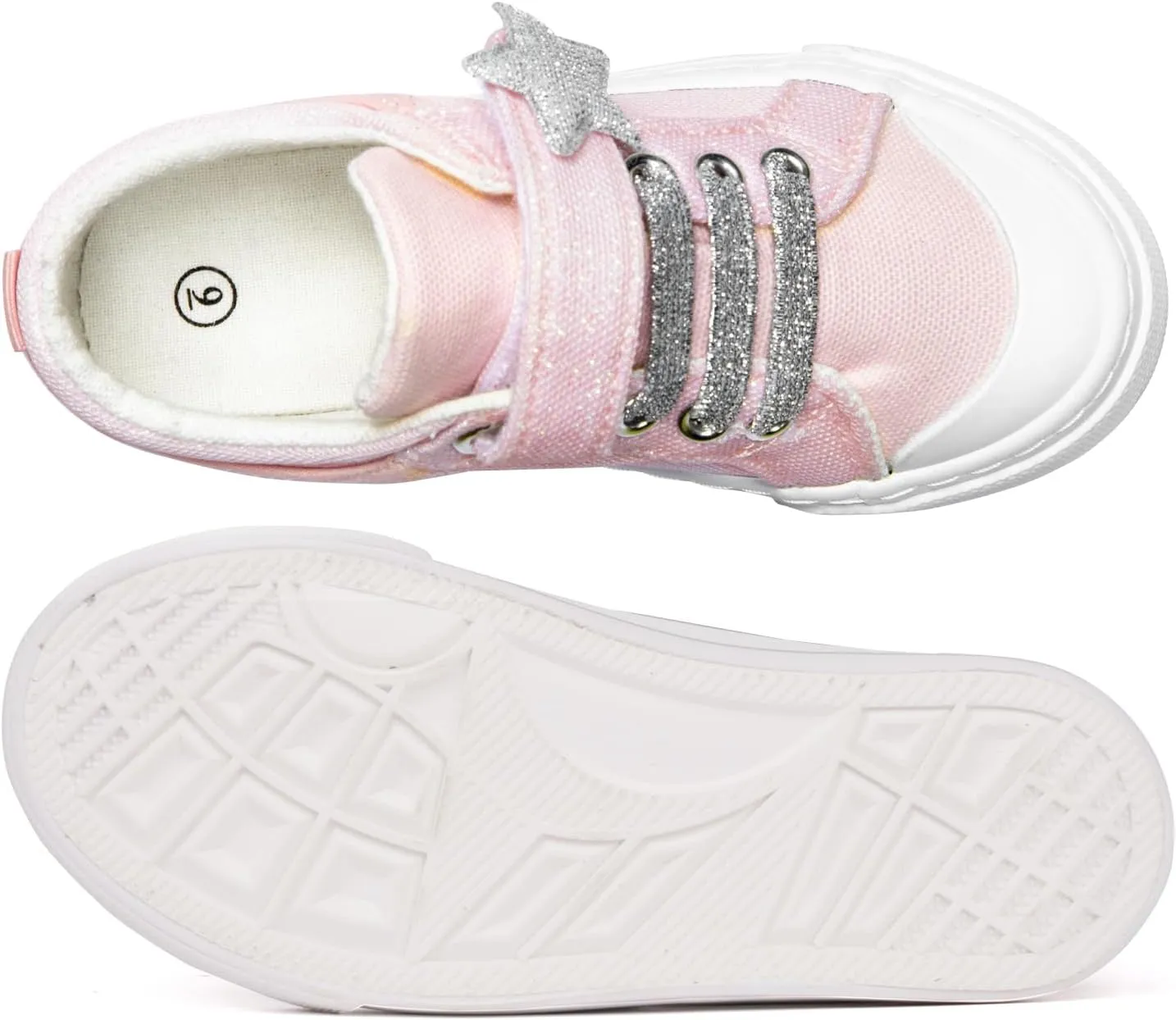 ToandonToddler Kids Sneakers Sparkle Fashion Glitter Sequins Canvas Shoes