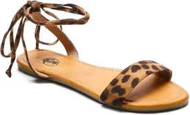 Trary Women's Lace Up Open Toe Strappy Sandals, Ankle Wrap Flat Dressy Tie Up Summer Footwear