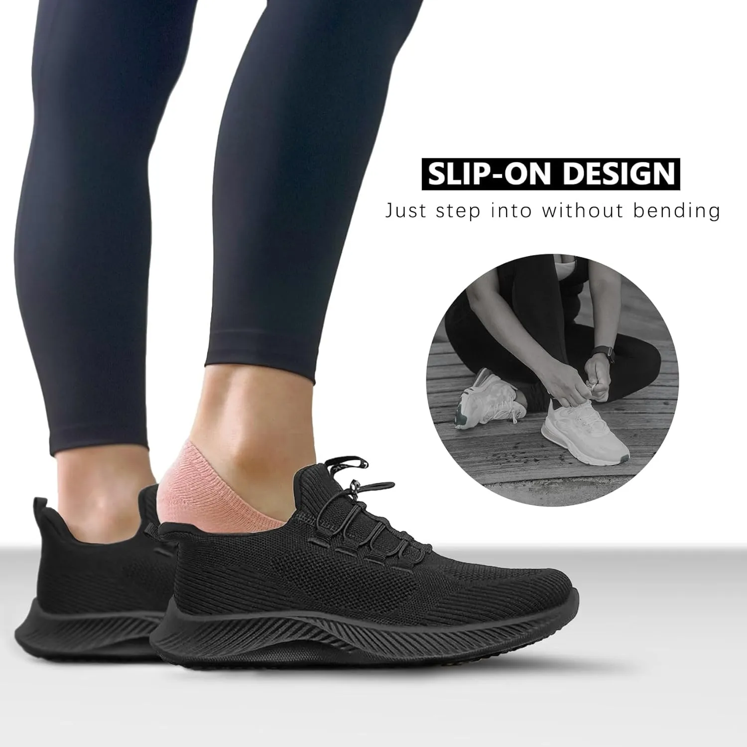 Walking Shoes for Women- Lightweight, Slip On, Breathable Sneakers for Running, Walking, Jogging, Gym