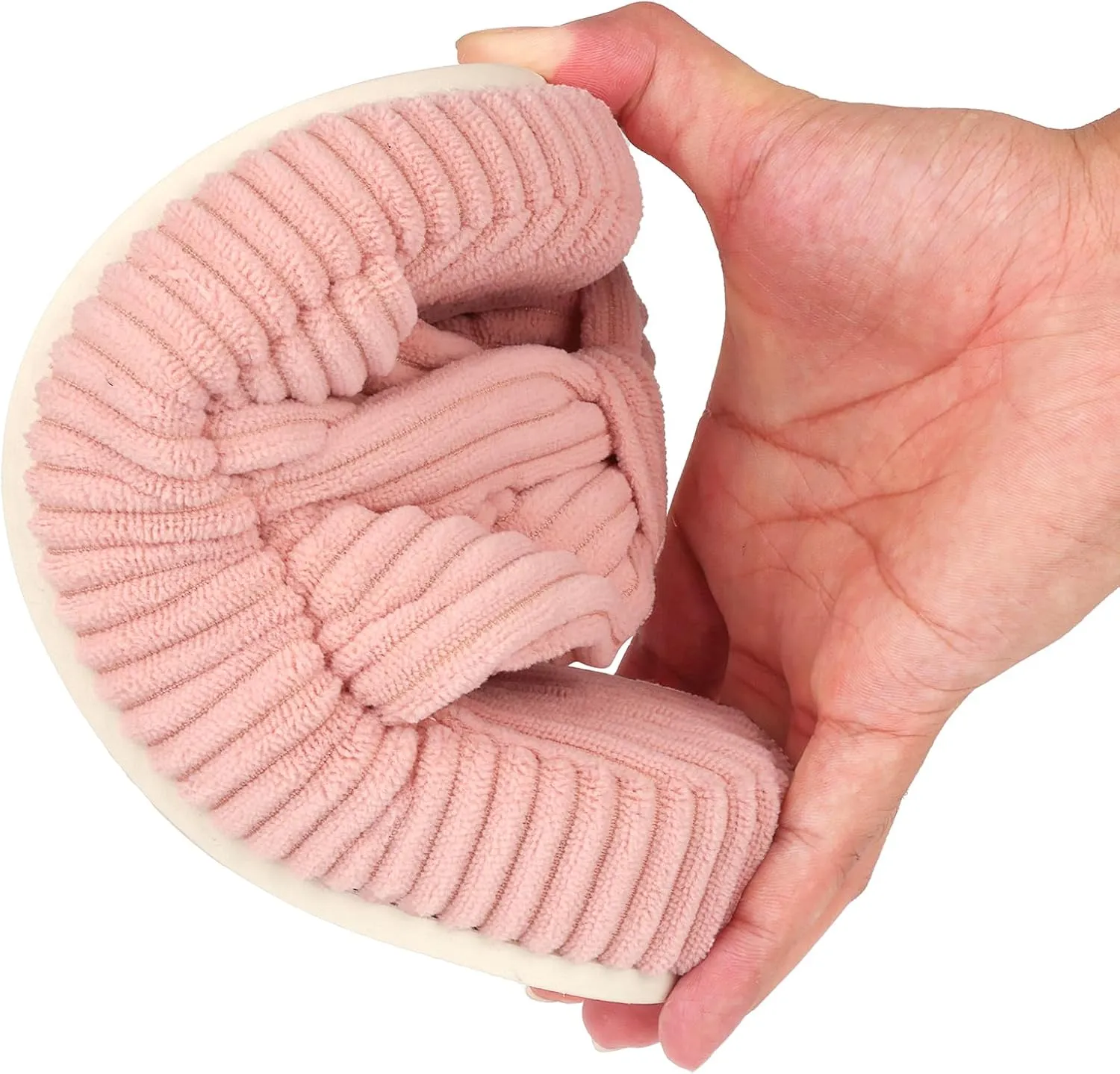Women's Comfy Memory Foam Corduroy Bow Slip-On Open Toe Bedroom Slides Home Slippers Indoor/Outdoor