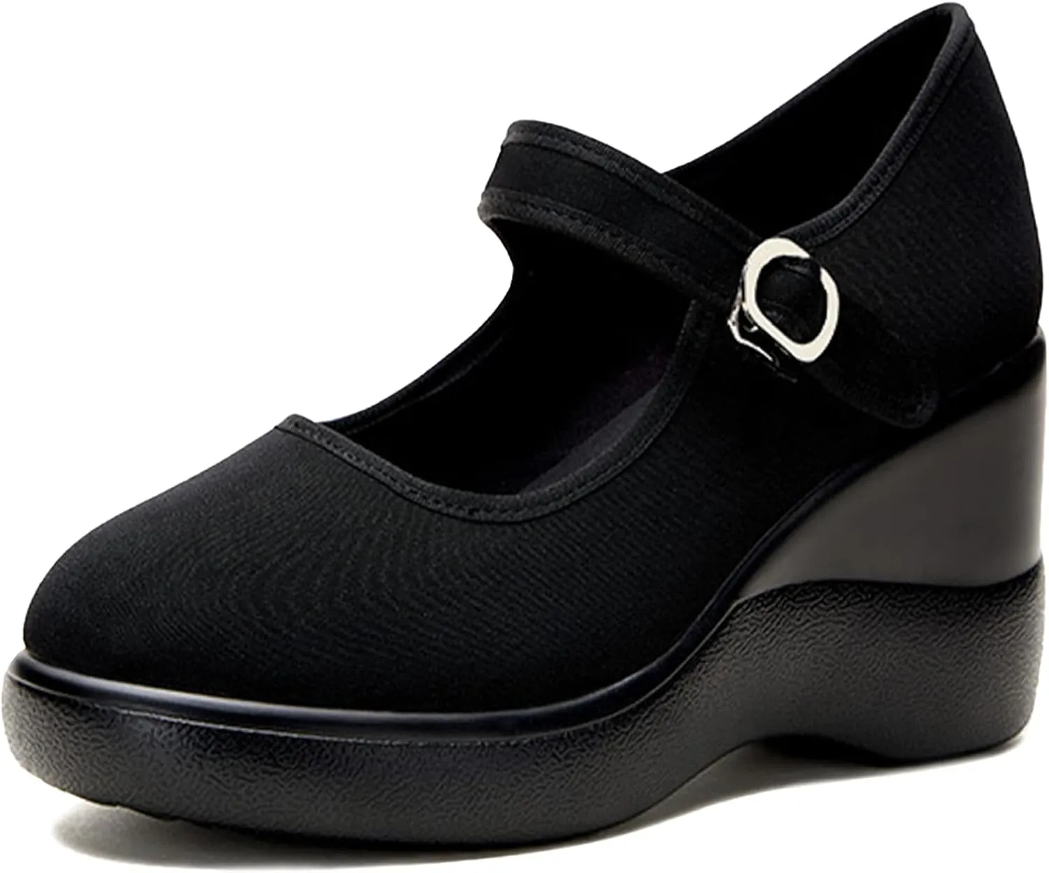 Women's Platform Wedge Height Increasing Mary Jane Shoes with Ankle Strap Comfortable Round Toe Lightweight Orthopedics Walking Shoes Casual High Heel Wedges